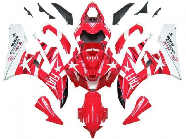 Rojo Blanco Estrella Fiat Carenado Moto Yamaha R6 2006-2007 Rojo Blanco Estrella Fiat Carenado Moto Yamaha R6 2006-2007