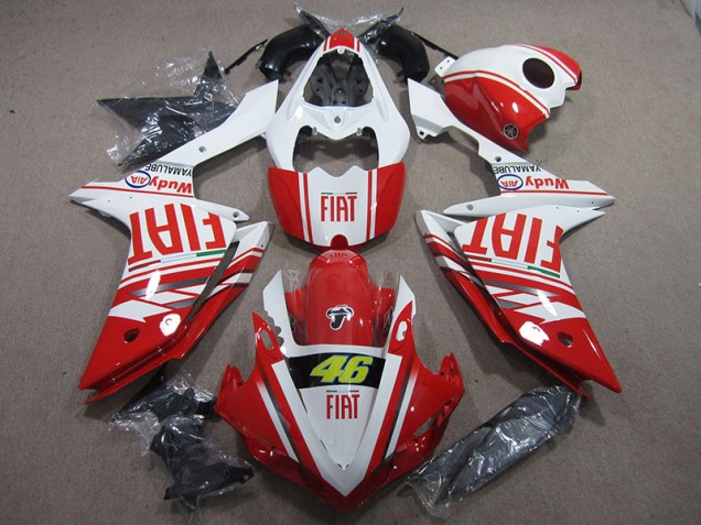 Rojo Blanco Fiat 46 Carenado Moto Yamaha R1 2007-2008 Rojo Blanco Fiat 46 Carenado Moto Yamaha R1 2007-2008