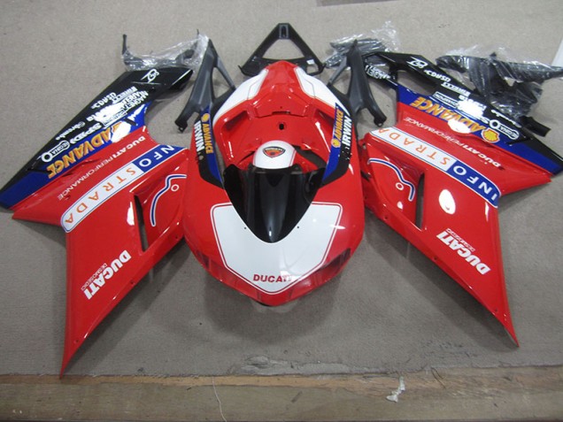 Rojo Blanco Info Strada Carenado Moto Ducati 1098 2007-2014 Rojo Blanco Info Strada Carenado Moto Ducati 1098 2007-2014
