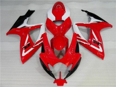 Rojo Blanco Inyección Kits Carenado Moto Suzuki GSXR 600 / 750 K6 2006-2007