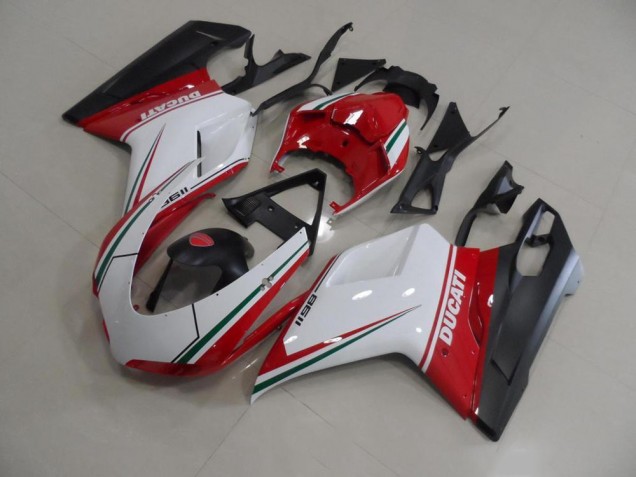 Rojo Blanco Kit Carenado Inyección Ducati 848 1098 1198 2007-2014 Rojo Blanco Kit Carenado Inyección Ducati 848 1098 1198 2007-2014