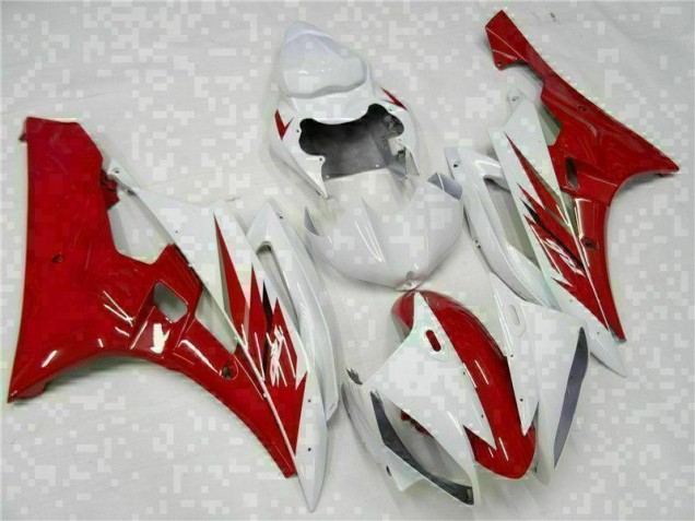 Rojo Blanco Kits Completo Carenado Moto ABS Yamaha R6 2006-2007