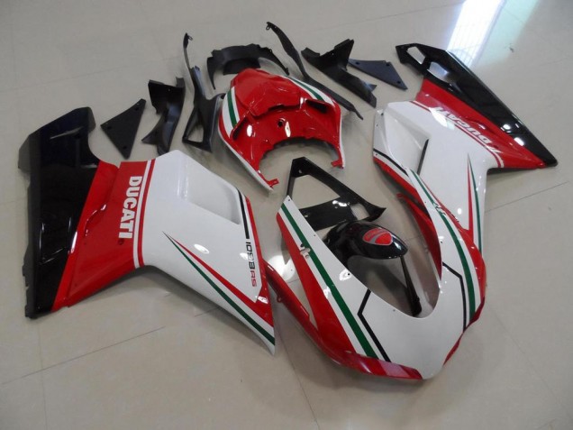 Rojo Blanco Kits Completo Carenado Moto Ducati 848 1098 1198 2007-2014 Rojo Blanco Kits Completo Carenado Moto Ducati 848 1098 1198 2007-2014