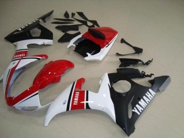 Rojo Blanco Negro Mate Carenado Moto Yamaha R6 2003-2005
