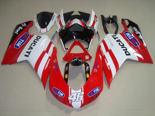 Rojo Blanco Tim 46 Carenado Moto Ducati 1098 2007-2014 Rojo Blanco Tim 46 Carenado Moto Ducati 1098 2007-2014