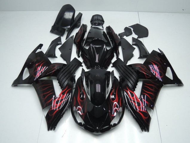 Rojo Llama Carenado Moto Kawasaki ZX14R ZZR 1400 2006-2011 Rojo Llama Carenado Moto Kawasaki ZX14R ZZR 1400 2006-2011