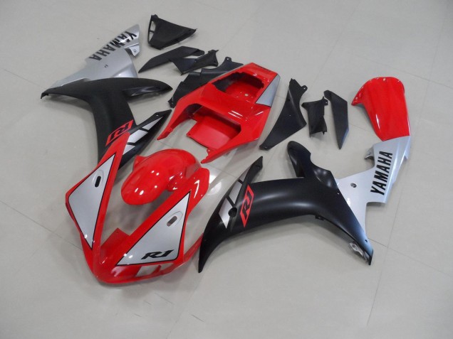Rojo Mate Plata Carenado Moto Yamaha R1 2002-2003 Rojo Mate Plata Carenado Moto Yamaha R1 2002-2003