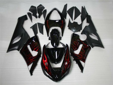 Rojo Negro ABS Moto Plástica Kawasaki ZX6R 2005-2006