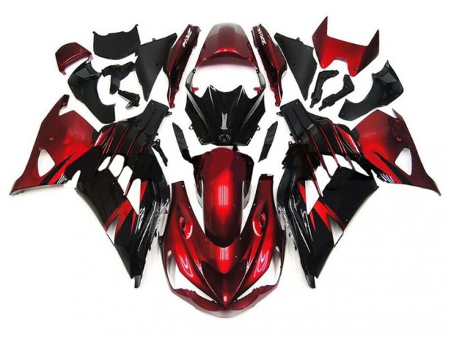 Rojo Negro Carenado Moto Kawasaki ZX14R ZZR 1400 2012-2021 Rojo Negro Carenado Moto Kawasaki ZX14R ZZR 1400 2012-2021