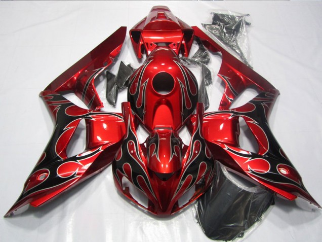 Rojo Negro Llama ABS Moto Plástico Honda CBR 1000 RR 2006-2007 Rojo Negro Llama ABS Moto Plástico Honda CBR 1000 RR 2006-2007