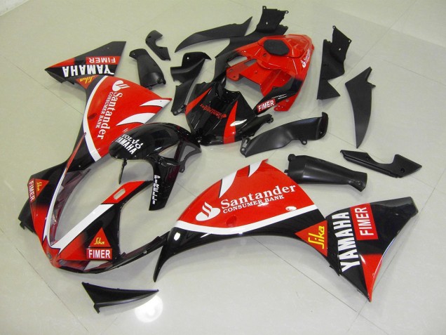 Rojo Negro Santander Carenado Moto Yamaha R1 2009-2011 Rojo Negro Santander Carenado Moto Yamaha R1 2009-2011