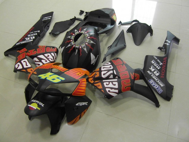 Rossi Negro Mate Carenado Moto Honda CBR 600 RR 2005-2006
