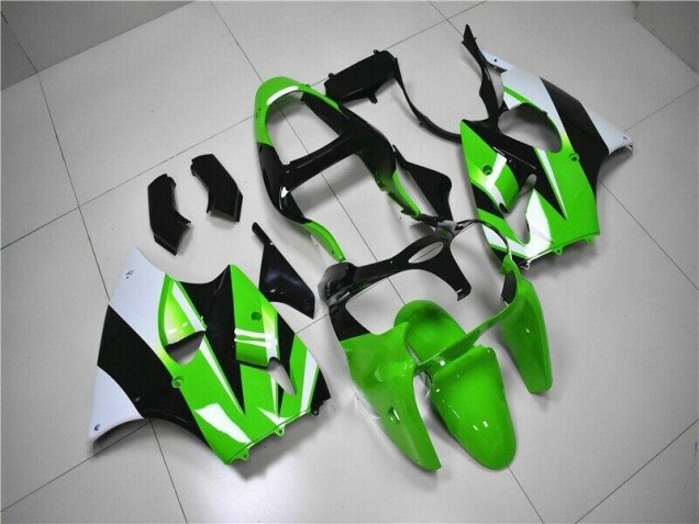 Verde Blanco Negro Carenado Moto Kawasaki ZX6R 2000-2002