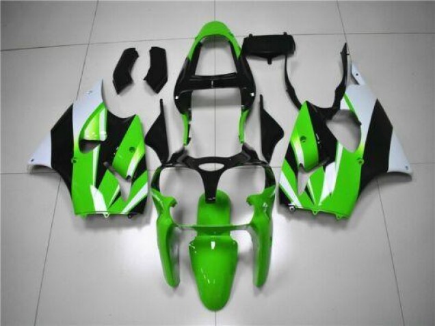 Verde Blanco Negro Carenado Moto Kawasaki ZX6R 2000-2002
