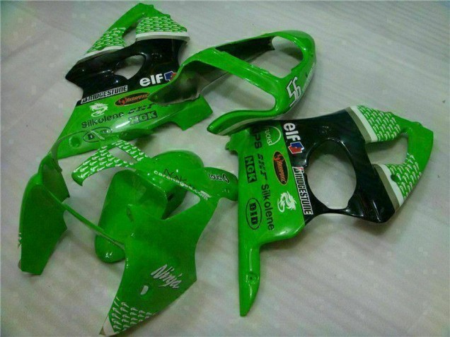 Verde Negro ABS Carenado Motocicleta Kawasaki ZX6R 2000-2002
