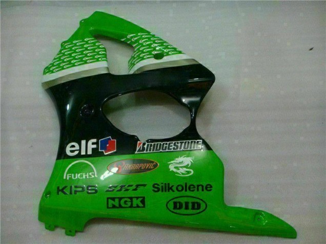 Verde Negro ABS Carenado Motocicleta Kawasaki ZX6R 2000-2002