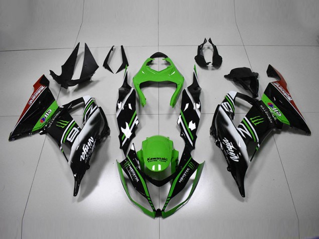 Verde Negro Blanco Carenado Moto Kawasaki ZX6R 2013-2018 Verde Negro Blanco Carenado Moto Kawasaki ZX6R 2013-2018