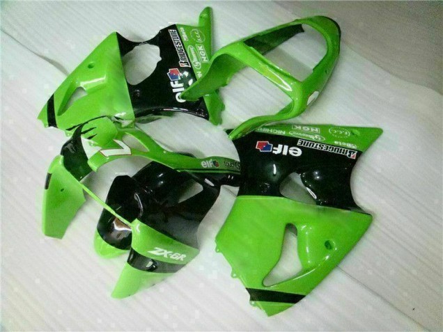 Verde Negro Inyección Kit Carenado Moto Kawasaki ZX6R 2000-2002