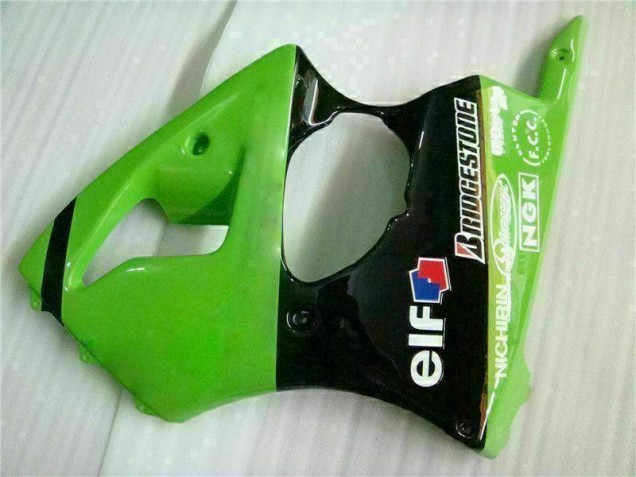 Verde Negro Inyección Kit Carenado Moto Kawasaki ZX6R 2000-2002
