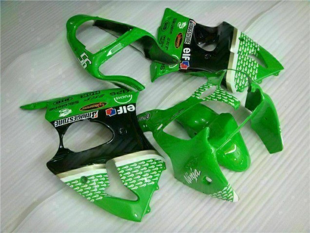 Verde Negro Kit ABS Carenado Motocicleta Kawasaki ZX6R 2000-2002