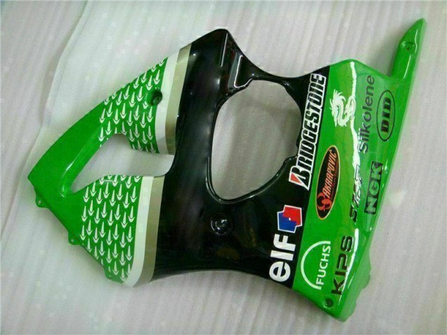 Verde Negro Kit ABS Carenado Motocicleta Kawasaki ZX6R 2000-2002