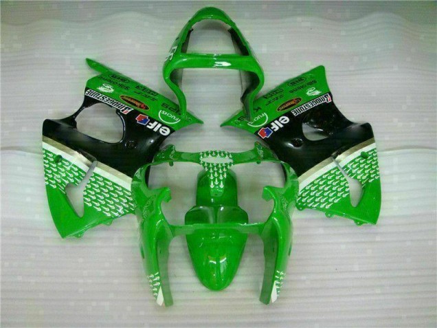Verde Negro Kit ABS Carenado Motocicleta Kawasaki ZX6R 2000-2002