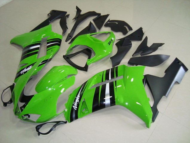 Verde & Plata Raya Carenado Moto Kawasaki ZX6R 2007-2008 Verde & Plata Raya Carenado Moto Kawasaki ZX6R 2007-2008